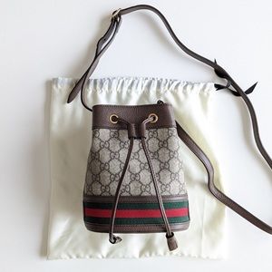 Gucci Ophidia Mini Bucket Bag Monogram GG Classic Crossbody Hobo Purse
